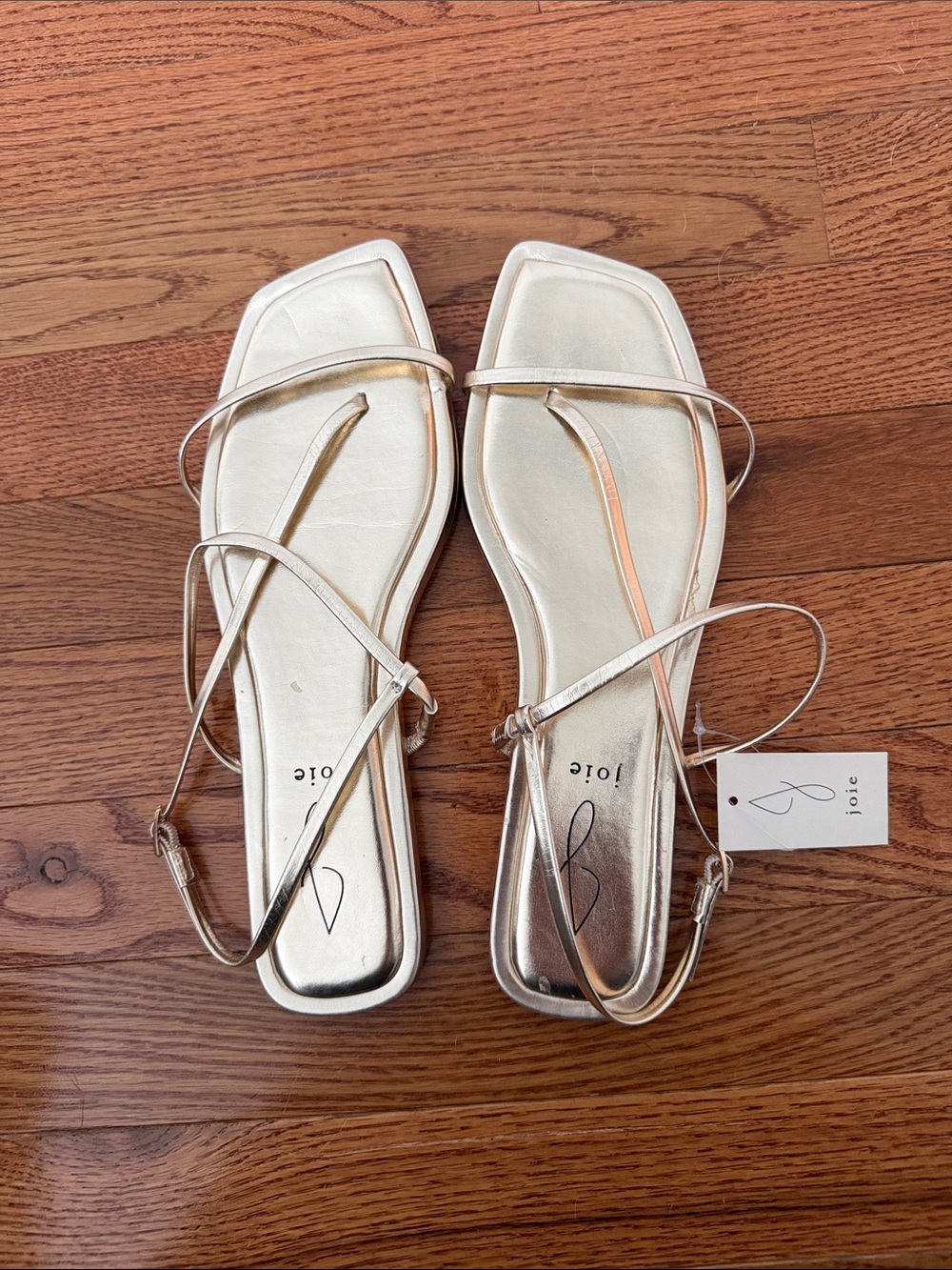 NWT Joie Rose Gold Strappy Square-Toe Sandals